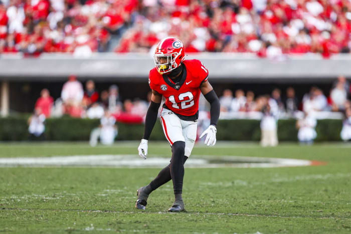 Georgia defensive back Julian Humphrey (12) during Georgia’s game against Missouri on Dooley Field at Sanford Stadium in Athens, Ga., on Saturday, Nov. 4, 2023. (Tony Walsh/UGAAA)